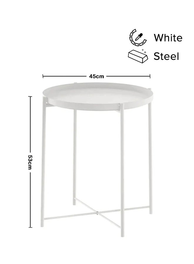 ZENHOME - Round Steel Table White 45x53x45cm - Image 1
