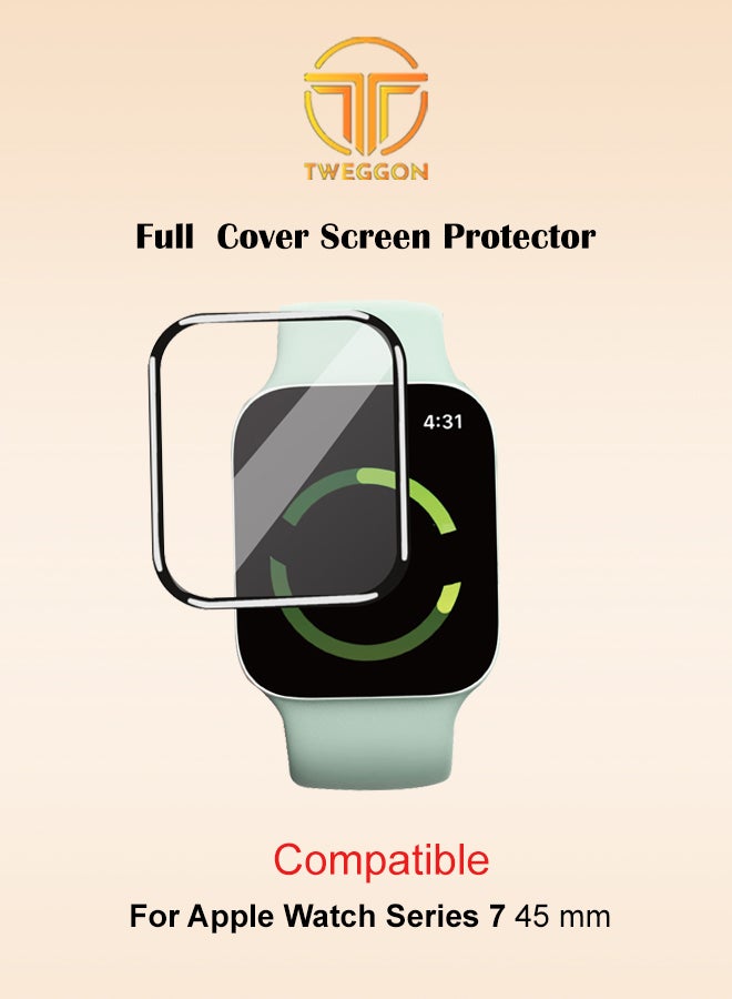 TWEGGON - Full Cover Screen Protector 3pcs  For Apple Watch Series 8 & 7 45mm Black/Clear - Image 1