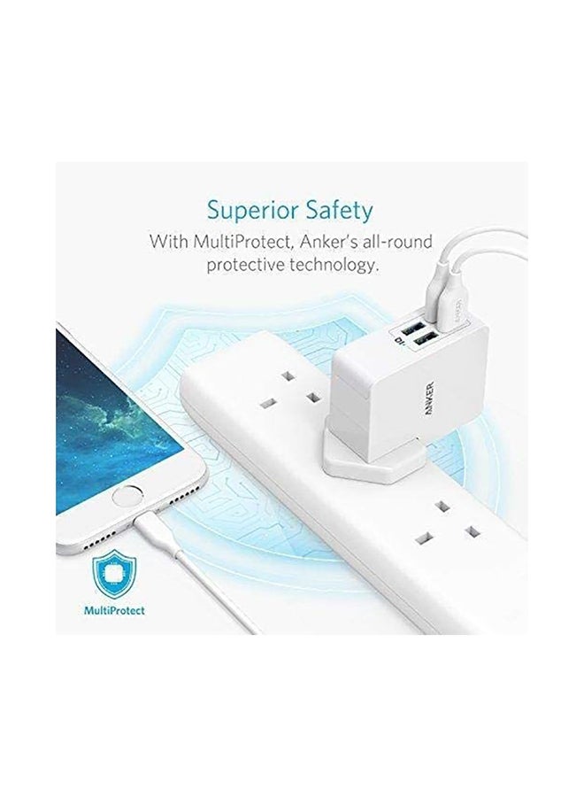 Anker - USB Plug Charger 5.4A/27W 4-Port USB Charger, PowerPort 4 Lite with Interchangeable UK and EU Travel Charger, Adapter for iPhone 16/15/14/13/12/11/XS/XS Max/XR/X/8, Galaxy S8/Note 3, iPad Air 2/mini 3, and More White - Image 1