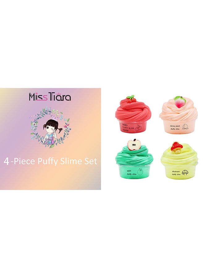 4-Piece Fluffy Slime Stress Relieving Safe Non-Toxic Fruits Clay Toy Set