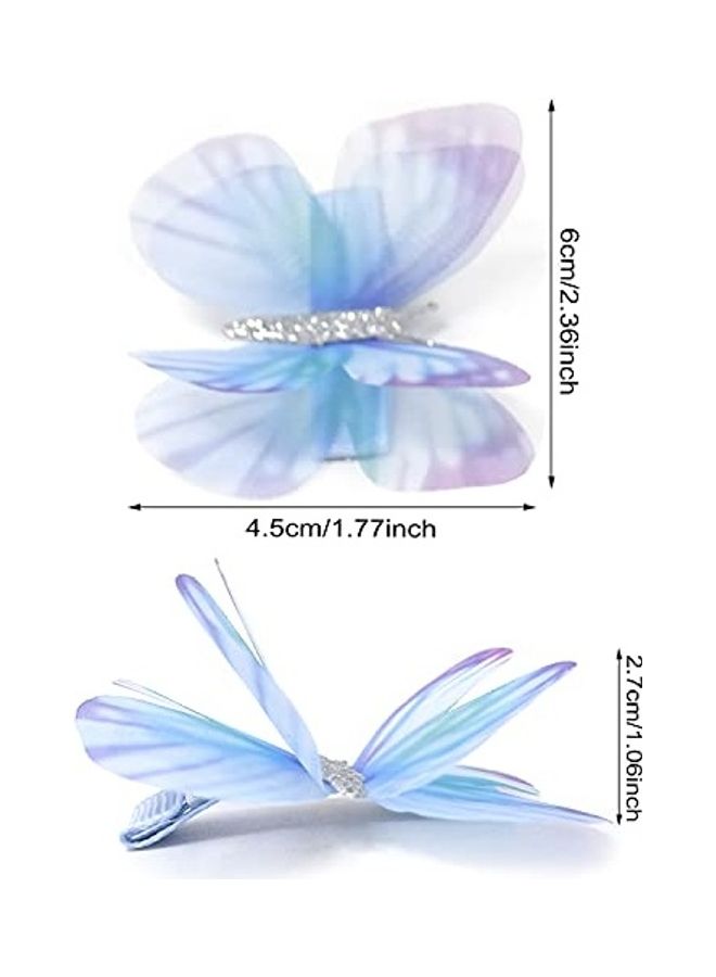 هونباي 6 قطع من مشابك الشعر الملونة على شكل فراشة من الشيفون بتصميم أجنحة الأورجانزا متعدد الألوان 6 x 4.5سم - Image 2