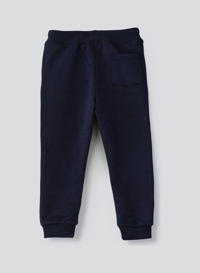 JAM Contrast Drawcord Knit Joggers Navy Blue - Image 2
