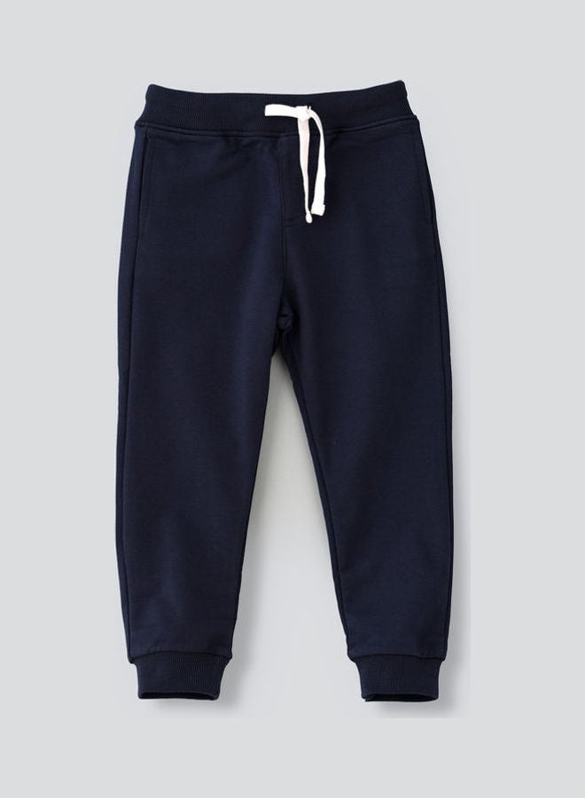 JAM Contrast Drawcord Knit Joggers Navy Blue - Image 1