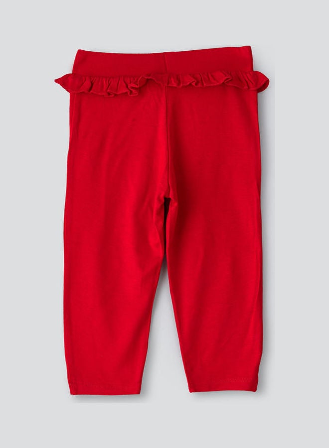 Jelliene Frill At Waist Knit Leggings Deep Red - Image 2