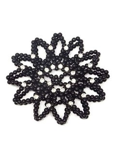 HONBAY Elastic Handmade Crochet Hair Net Snood With Pearls And Rhinestones For Ballet, Dance, Skating Black 10cm  - Image 2