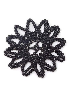 HONBAY Elastic Handmade Crochet Hair Net Snood With Pearls And Rhinestones For Ballet, Dance, Skating Black 10cm  - Image 3