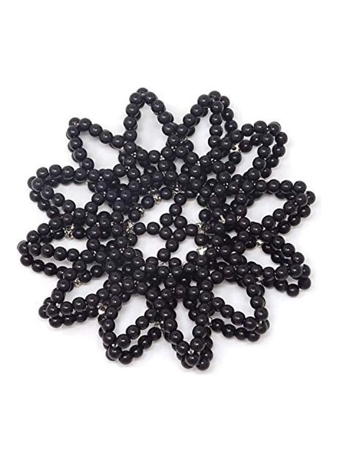 HONBAY Elastic Handmade Crochet Hair Net Snood With Pearls And Rhinestones For Ballet, Dance, Skating Black 10cm - Image 3