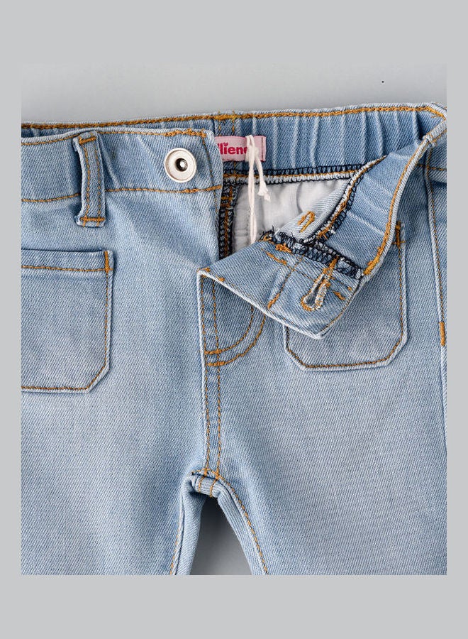 Jelliene Patch Pockets At Front Woven Jeans Medium Blue - Image 3