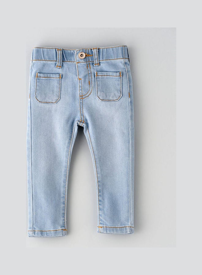 Jelliene Patch Pockets At Front Woven Jeans Medium Blue - Image 1