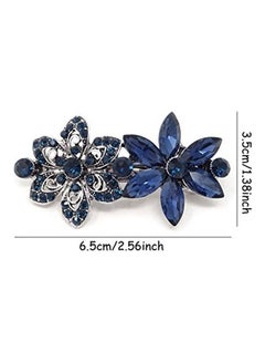 HONBAY Stylish Crystal And Rhinestones French Hair Barrette Clip Blue 6.5 x 3.5cm  - Image 2
