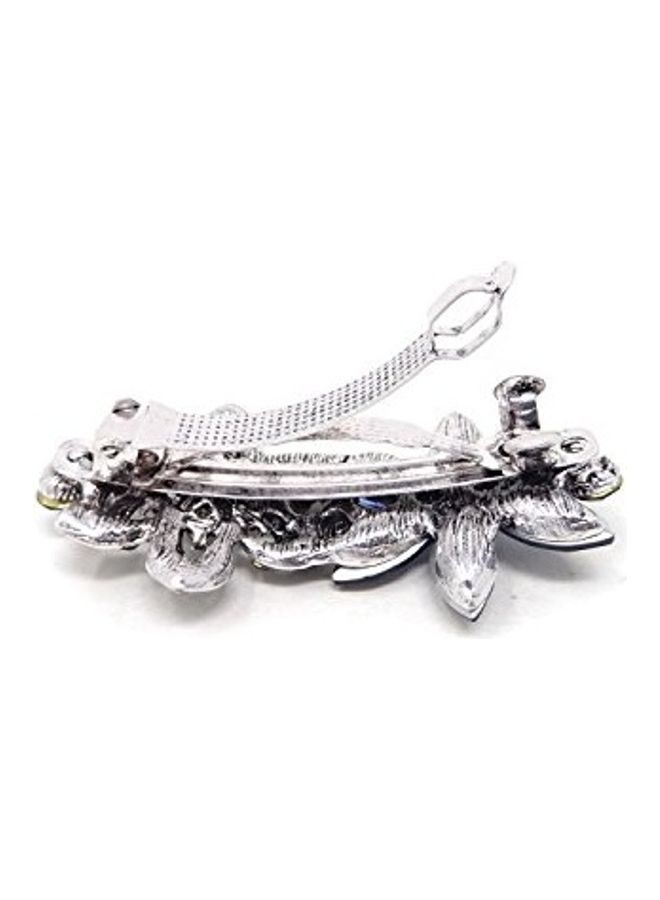 HONBAY Stylish Crystal And Rhinestones French Hair Barrette Clip Blue 6.5 x 3.5cm - Image 3