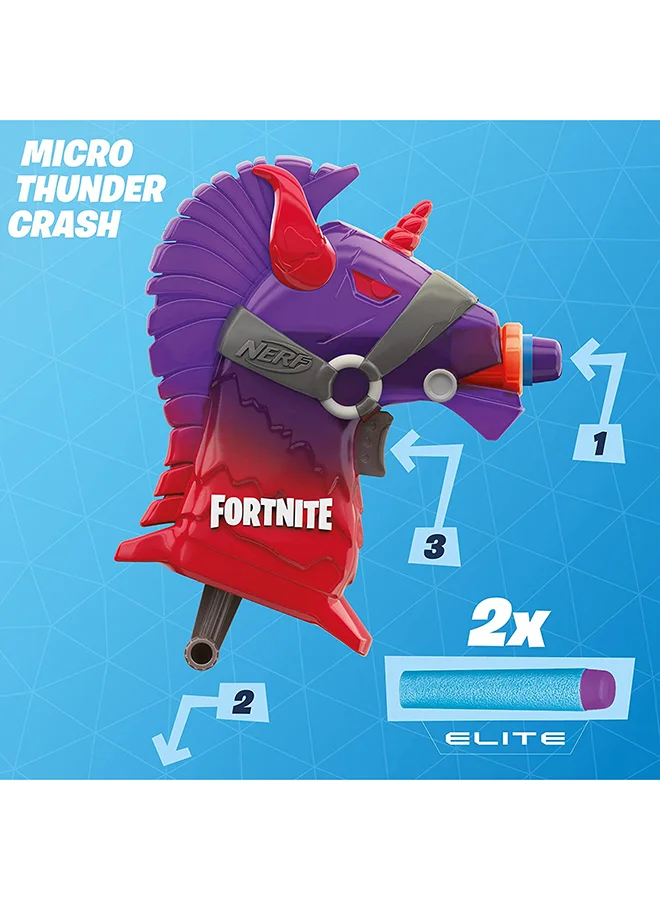 NERF Nerf Microshots Fortnite Thunder Crash -- Mini Dart-Firing Blaster And 2 Official Nerf Elite Darts -- For Youth, Teens, Adults 1.75x8.5x7.5inch