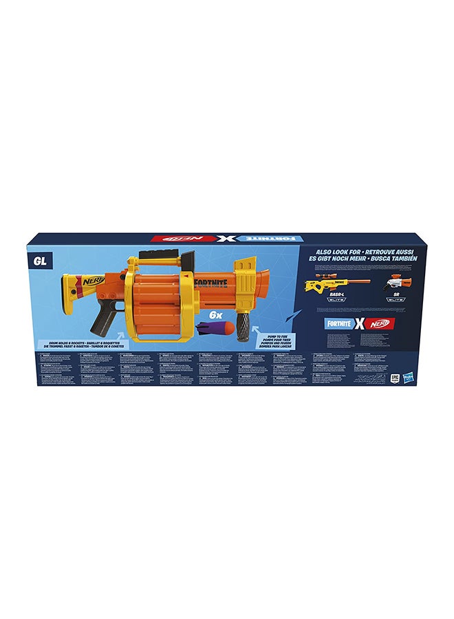 NERF - Nerf Fortnite Gl Rocket-Firing Blaster -- 6-Rocket Drum, Pump-To-Fire -- Includes 6 Official Nerf Rockets -- For Youth, Teen, Adult 13.74x5xinch - Image 1