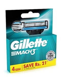 Gillette 4 Cartridge Manual Shaving Razor Blades Multicolour 4.4488188931X4.1338582635X0.9842519675inch  - Image 3