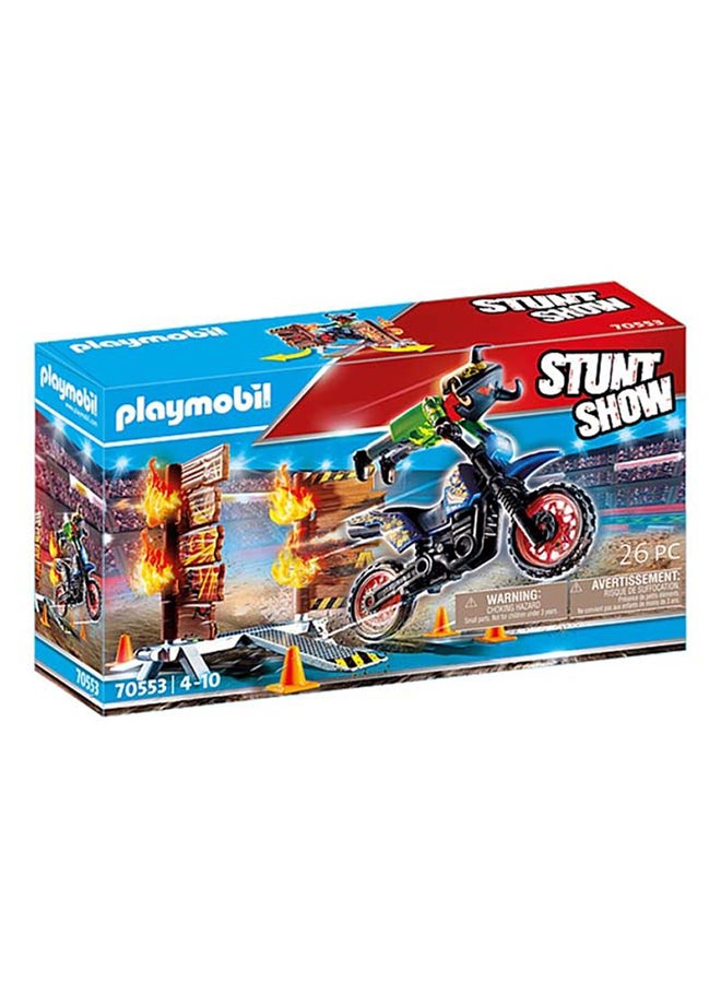 بلاي موبيل عرض حيلة موتوكروس مع مجموعة مركبات الجدار الناري - Image 1