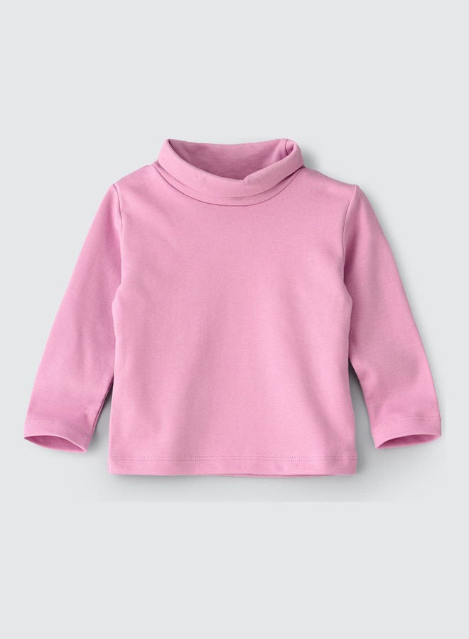 Jelliene Basic Turtle Neck Knit Top Pink - Image 1