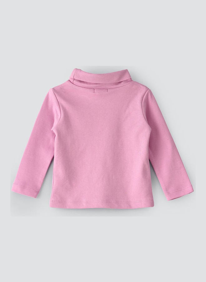 Jelliene Basic Turtle Neck Knit Top Pink - Image 2