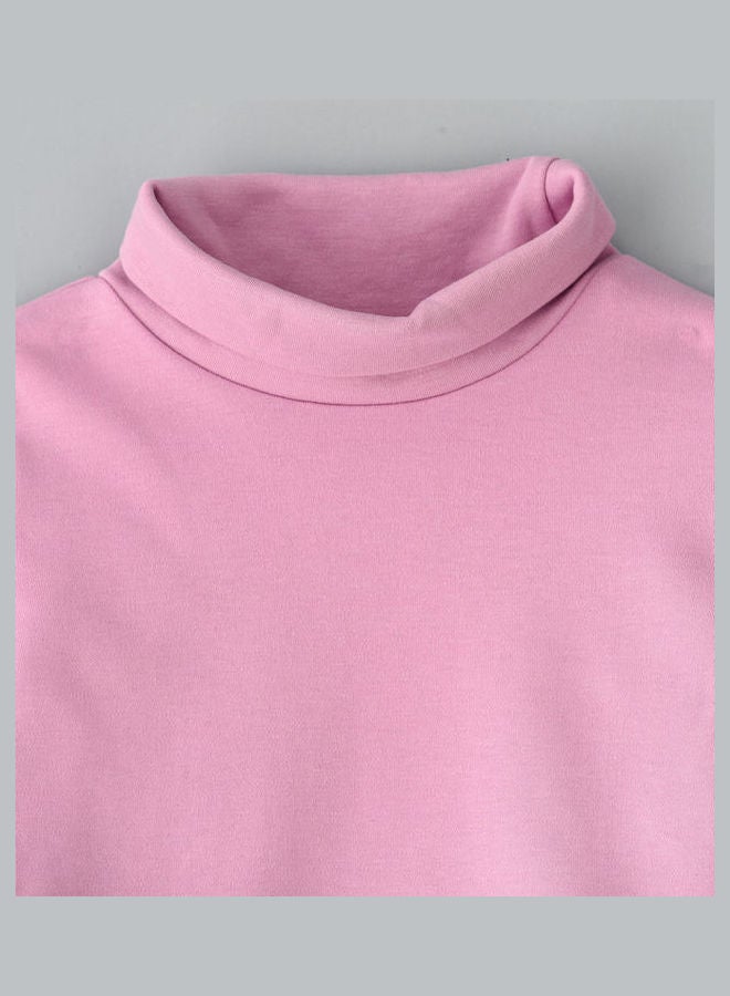 Jelliene Basic Turtle Neck Knit Top Pink - Image 3