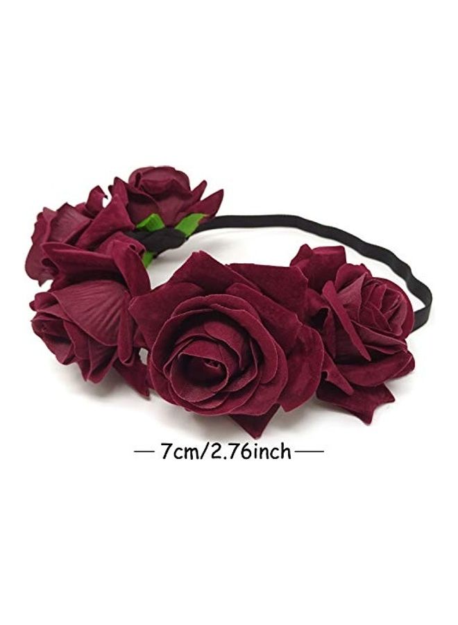 HONBAY Rose Flower Crown Elastic Headband Red 2.76inch - Image 1