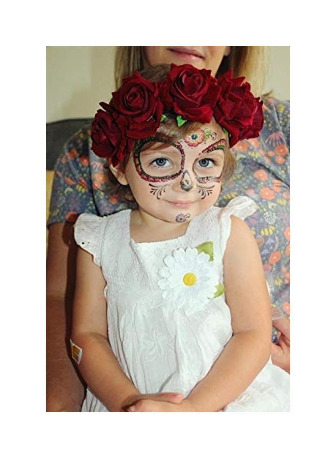 HONBAY Rose Flower Crown Elastic Headband Red 2.76inch - Image 3