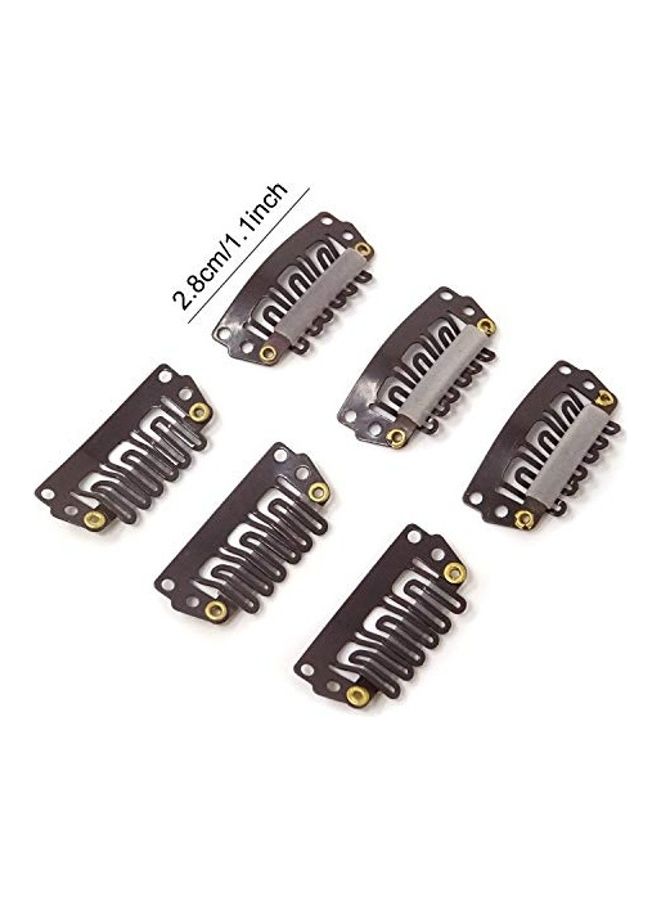 HONBAY 50-Piece 6-Teeth U-Shape Snap Clips for Hair Extensions Black 1.1inch - Image 1