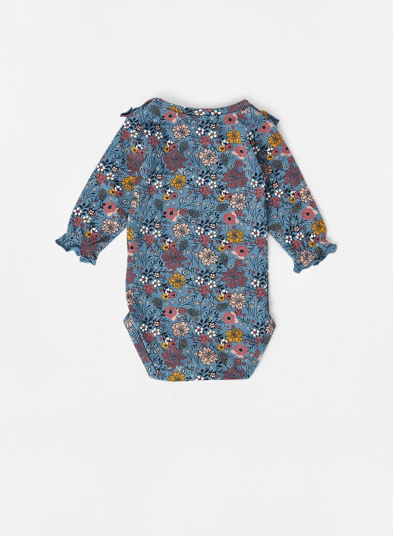 guppy Infant Floral Print Bodysuit Blue - Image 2