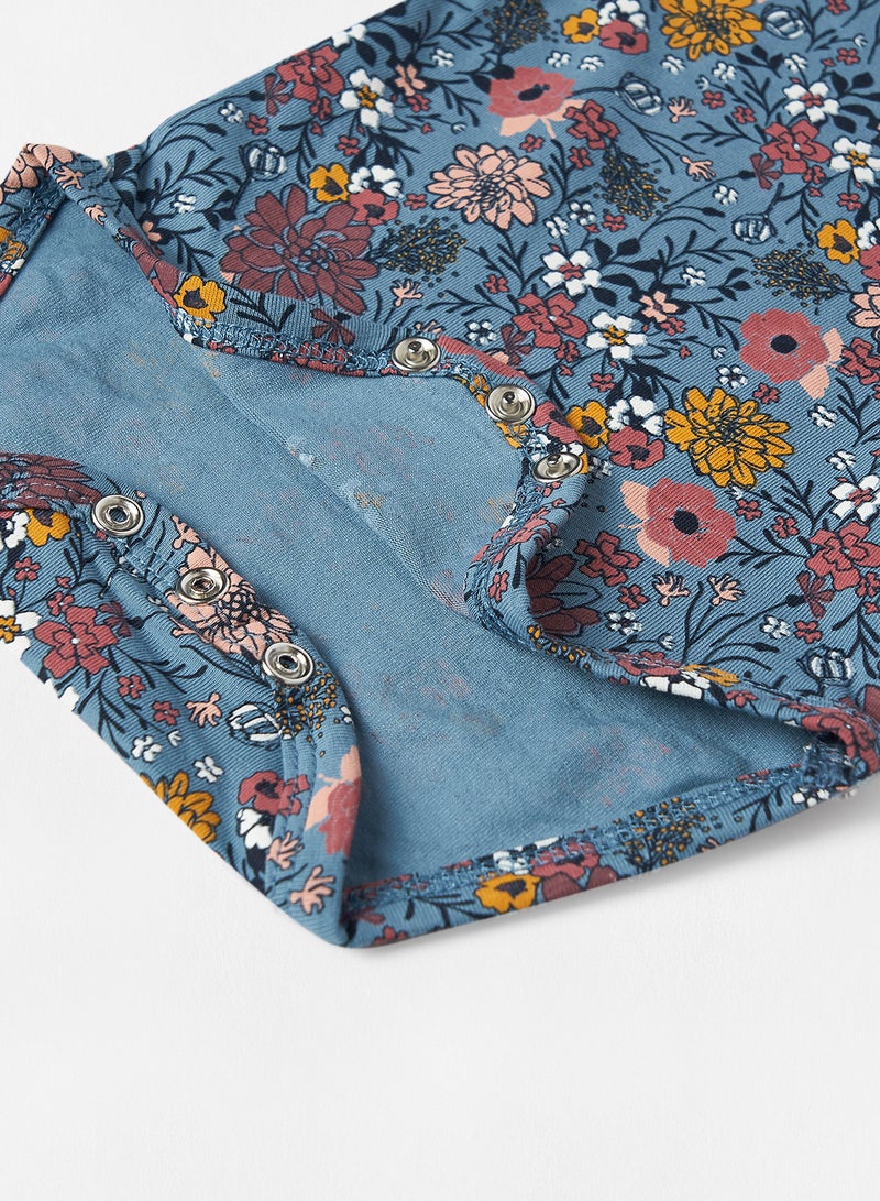 guppy Infant Floral Print Bodysuit Blue - Image 4
