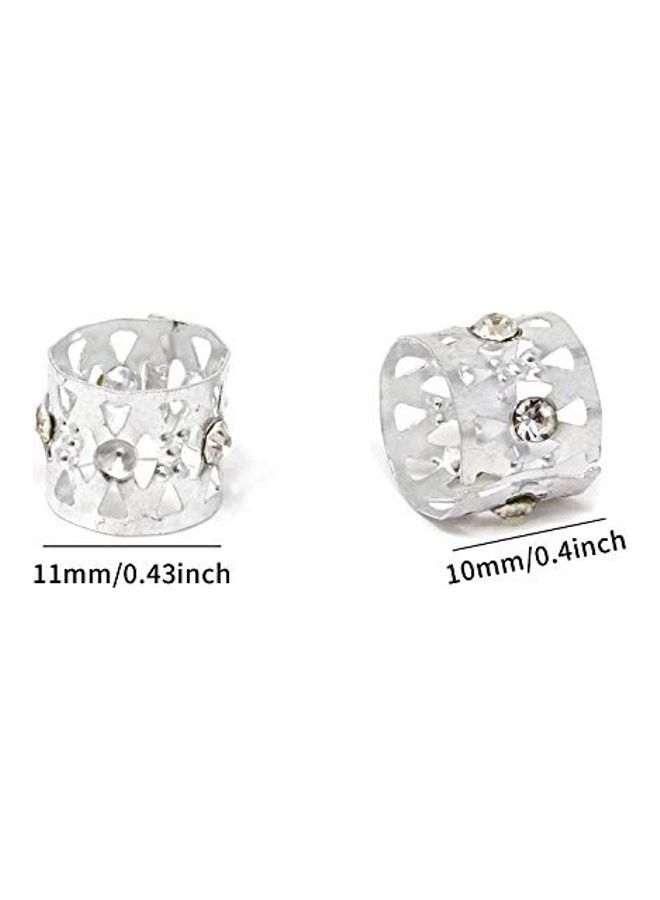 HONBAY 20-Piece Rhinestone Dreadlocks Beads Braid Hair Cuffs (Triangle Hollow Out) Silver - Image 1