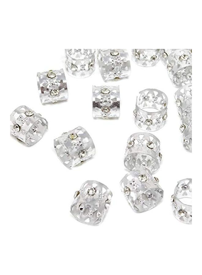 HONBAY 20-Piece Rhinestone Dreadlocks Beads Braid Hair Cuffs (Triangle Hollow Out) Silver - Image 3