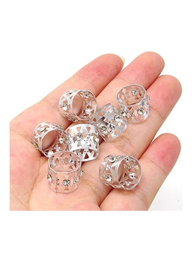 HONBAY 20-Piece Rhinestone Dreadlocks Beads Braid Hair Cuffs (Triangle Hollow Out) Silver - Image 4