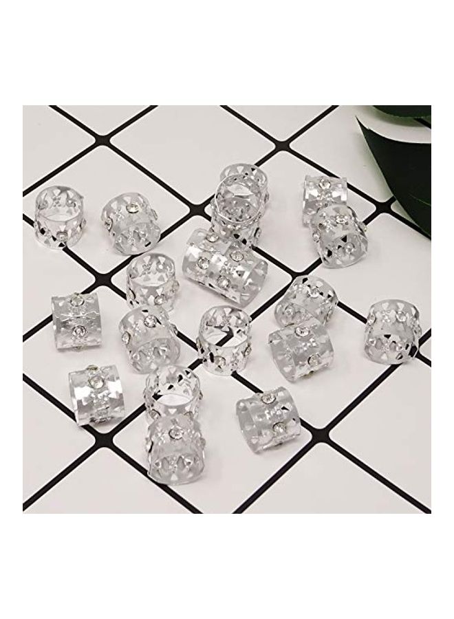 HONBAY 20-Piece Rhinestone Dreadlocks Beads Braid Hair Cuffs (Triangle Hollow Out) Silver - Image 5