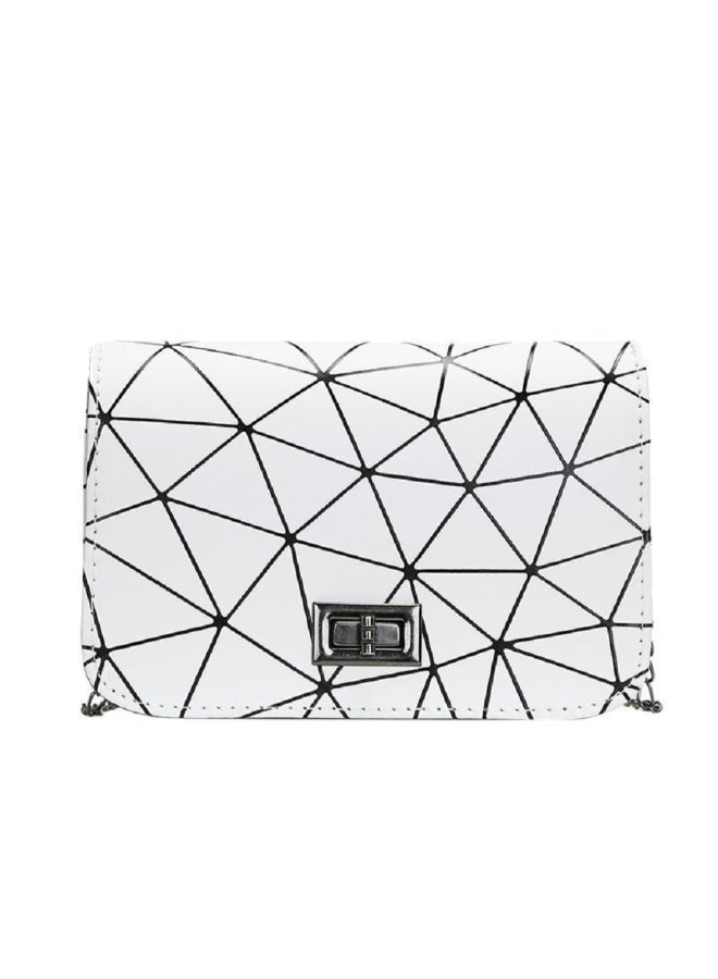 Sharpdo New Lattice Diagonal Crossbody Bag White/Black - Image 1