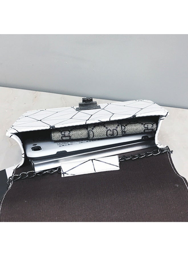 Sharpdo New Lattice Diagonal Crossbody Bag White/Black - Image 2