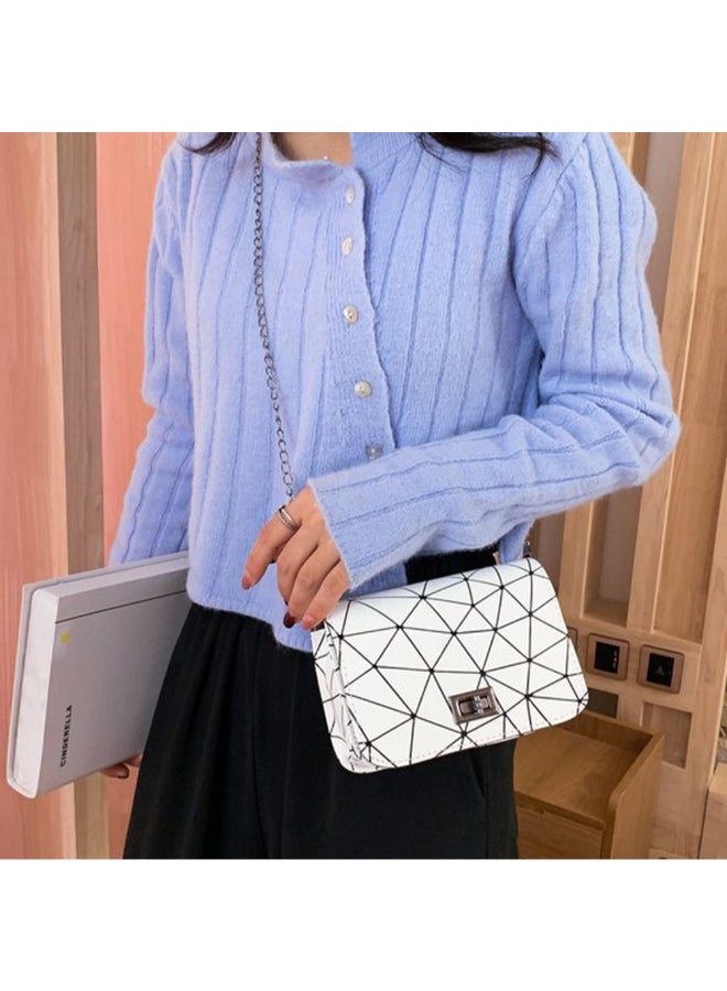 Sharpdo New Lattice Diagonal Crossbody Bag White/Black - Image 3