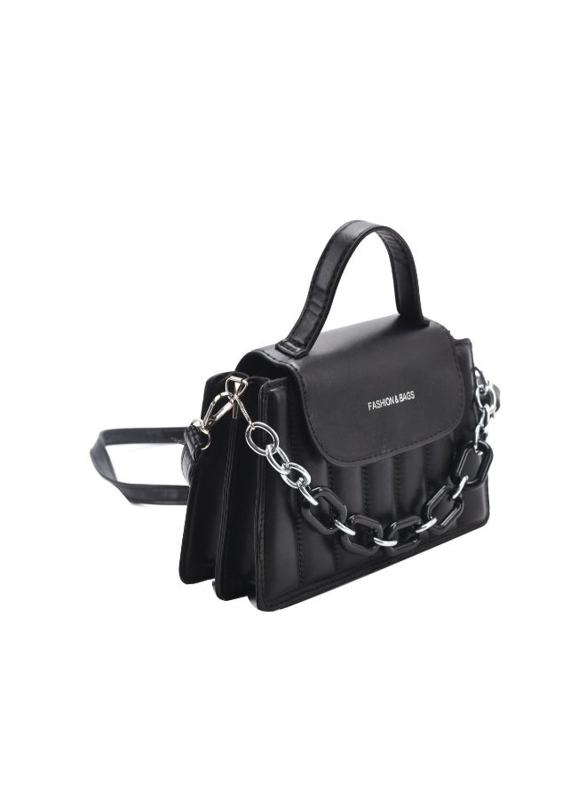Sharpdo Chain Detail Crossbody Bag Black - Image 2