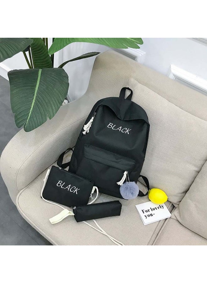 Generic - 3-Piece Kids Oxford Front Pocket Backpack Set Black - Image 1