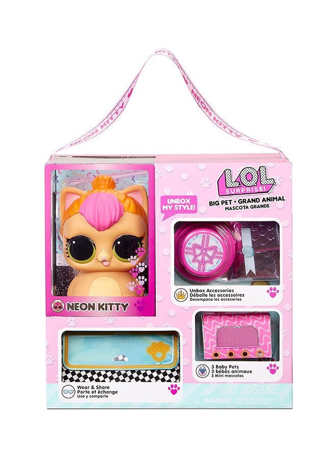 L.O.L. SURPRISE! Big Pet Neon Kitty With Surprises MGA-577720 16.51x30.48x30.48cm - Image 2
