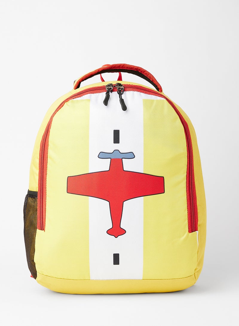 LIONBONE Aeroplane printed Polyester Kids Backpack with zip closure Ideal for 6-8 years age group, Plastic Sipper And Polyester Pouch Yellow/White/Green  - Image 2
