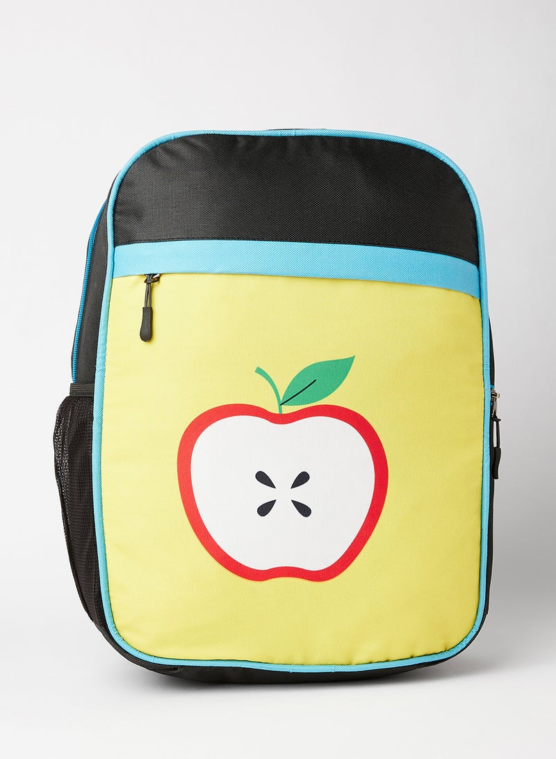 LIONBONE Apple Printed Polyester Kids Backpack with zip closure Ideal for 6-8 years age group, Plastic Sipper And Polyester Pouch Yellow/Black/Green  - Image 2