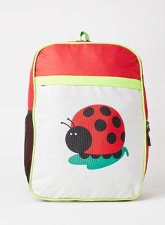 LIONBONE Ladybug Printed Polyester Kids Backpack with zip closure Ideal for 6-8 years age group, Plastic Sipper And Polyester Pouch White/Red/Green  - Image 2