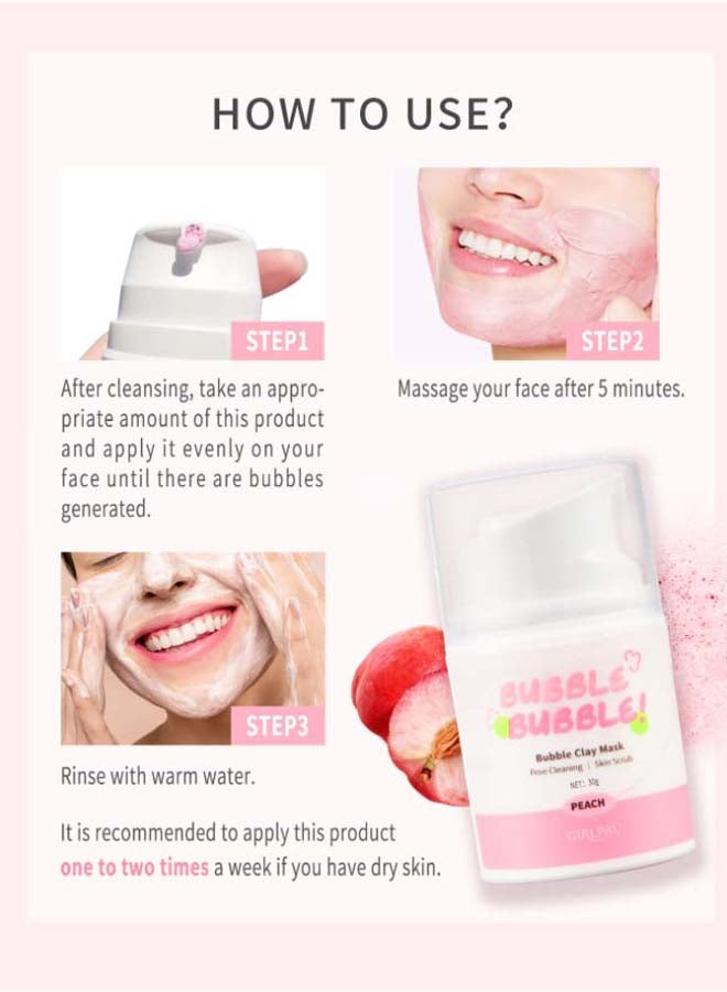 GIRLPAL - Peach Bubble Clay Mask 30grams - Image 1
