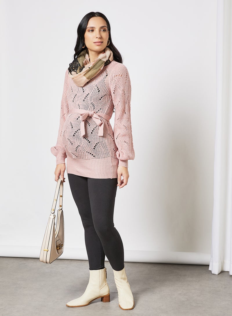 Mamalicious - Maternity Volume Sleeve Sweater Pink - Image 1
