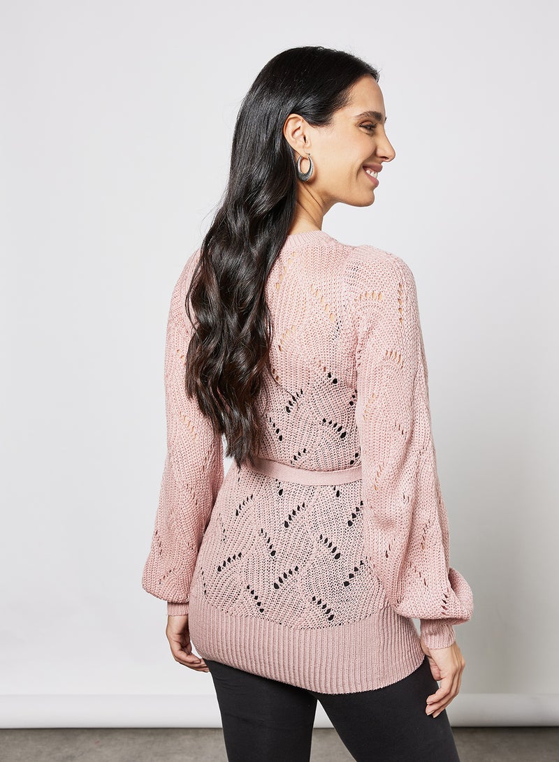 Mamalicious - Maternity Volume Sleeve Sweater Pink - Image 1