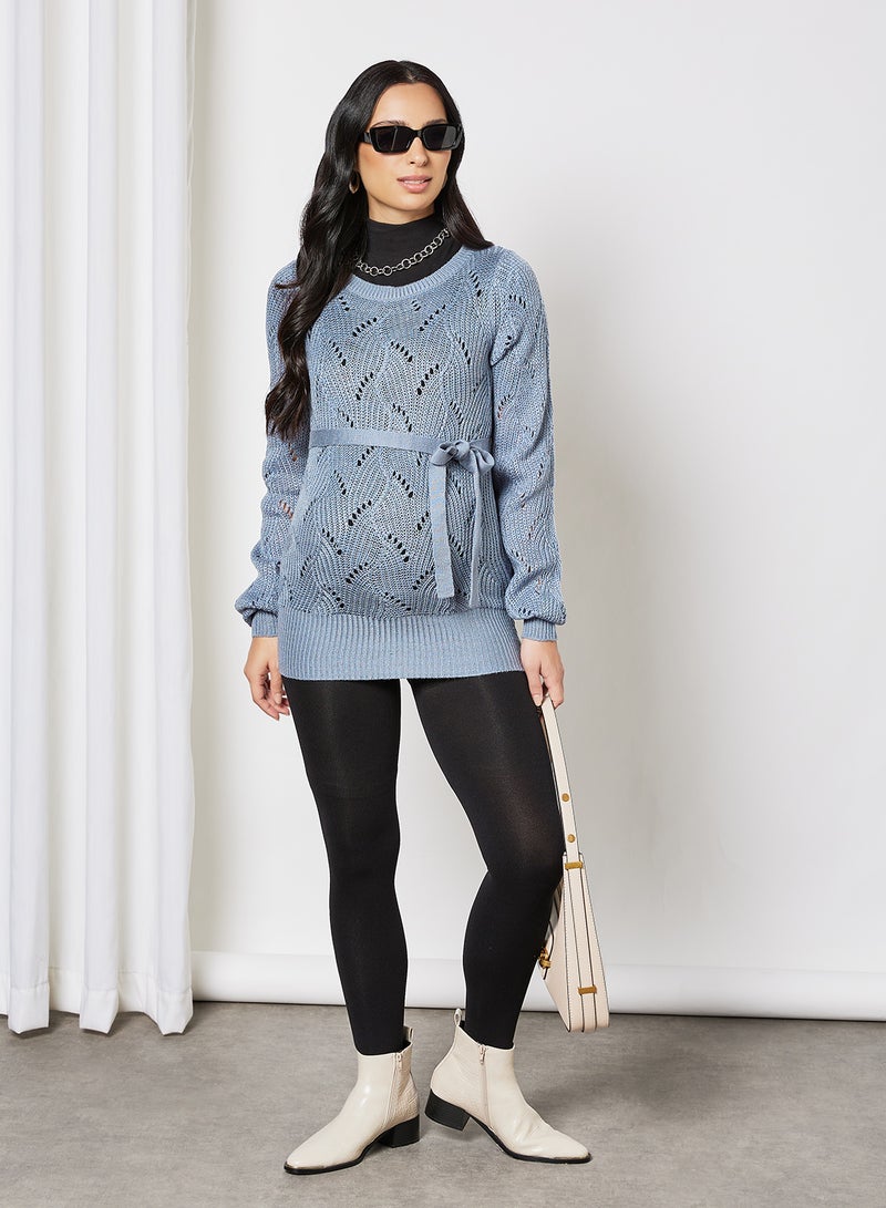 Mamalicious - Maternity Volume Sleeve Sweater Blue - Image 1