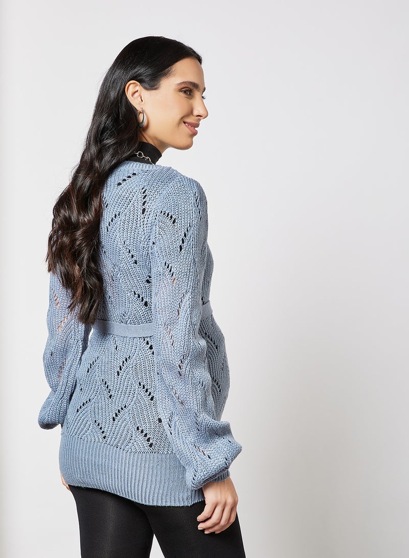 Mamalicious - Maternity Volume Sleeve Sweater Blue - Image 1