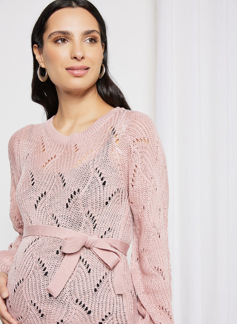 Mamalicious - Maternity Volume Sleeve Sweater Pink - Image 1