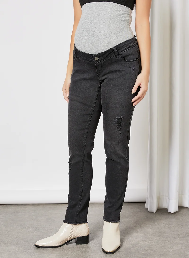 Mamalicious Maternity Slim Fit Jeans Black