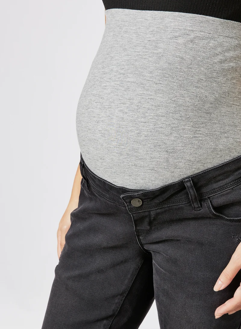 Mamalicious Maternity Slim Fit Jeans Black