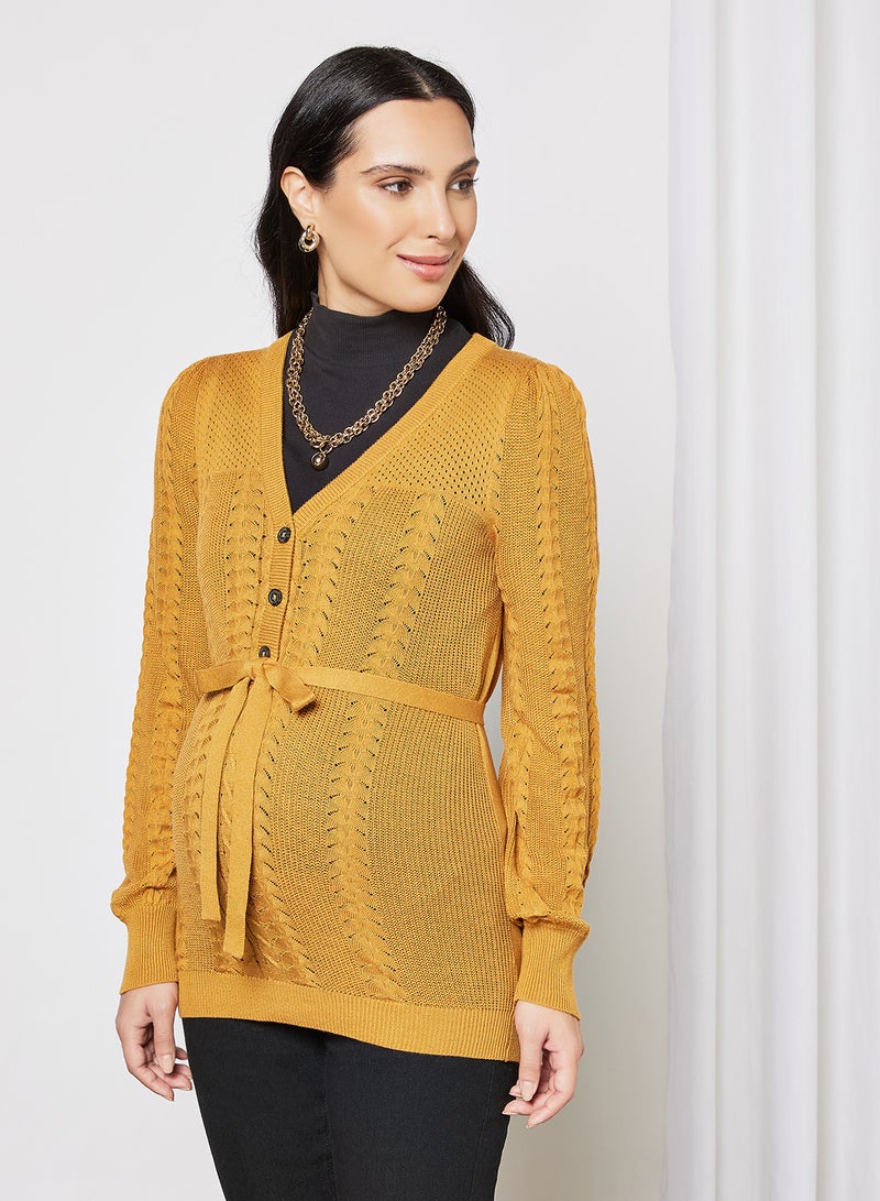Mamalicious Knitted 2-in-1 Maternity Top Yellow  - Image 1