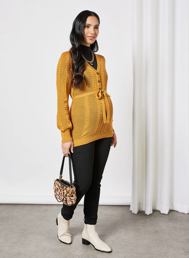 Mamalicious Knitted 2-in-1 Maternity Top Yellow